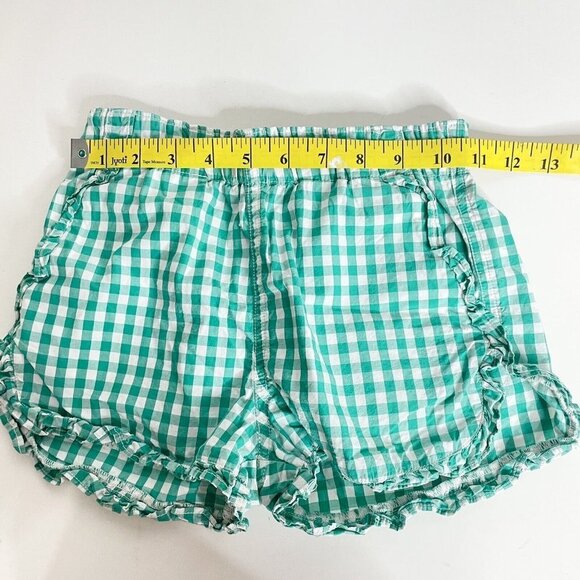 Crewcuts Size 8 Girls Green White Gingham Ruffle Shorts Pockets Pull-on - Picture 7 of 9